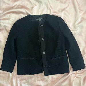 VINTAGE BLACK VINCE. CROPPED BLAZER WITH KNIT PATTERN